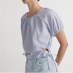 Madewell New  Embroidered Poplin Puff-Sleeve Cutout Crop Top Photo 1