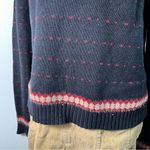American Vintage Vintage 90s Fair Isle Print Turtleneck Sweater Navy Red Indie Boho Womens Large Photo 4