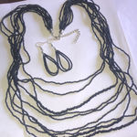 Black Seed Bead Boho Beaded Necklace and Earring Set Photo 2