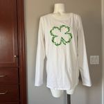 White Long Sleeve Shirt with Green Shamrock Size XXL Photo 1