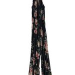 Roe + May Floral Print Crepe Halter‎ Tie Neck Wide Leg Jumpsuit Gray Photo 0