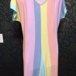 Bombom Rainbow Pastel Stripe Romper Shorts Blue Size M Photo 3