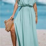 Cupshe  Woman’s Surplice Neck Leg Slit Maxi Dress Lightweight Boho Beach Size Med Photo 0