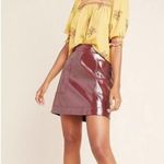 Maeve  Anthropologie Faux Leather Vinyl Look Wine Burgundy Mini Skirt NWOT size 6 Photo 1