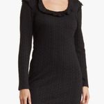19 Cooper Ruffle Long Sleeve Knit Dress Black Mini Dress Size L Photo 0