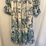 Flying Tomato A. Calin by  Small Ivory Blue Floral Long Sleeve Pleated Midi Dress Photo 2