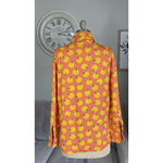 SheIn Womens Oranges Pattern Long Sleeve Button Down Shirt  Size S Orange-Yellow Photo 2