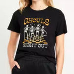 Old Navy ‎ Black 'Ghouls Night Out' Skeleton Halloween Tee Large NEW Photo 0