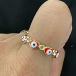 Gold Plated Red Heart Evil Eye Ring Photo 0