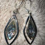 NAPIER Dangling Teardrop‎ Faux Abalone silver Tone Leverback Earrings Photo 2