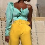 ZARA  Limited Edition Puff Sleeve One Shoulder Crop Top Size Small Photo 3