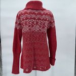 Free People  Red Fair Isle Cowl Neck Sweater Women’s M Wool Blend Winter Photo 3