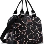 Insulated Lunch Bag for Women,Reusable Lunch Tote with Adjustable Shoulder Belt,Cute Love Heart Portable Lunch Box Cooler Bag,Perfect for Adult Girls Travel Picnic,Office,Working -Rose Gold Photo 0