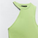 ZARA NWT ASYMMETRIC GREEN RIBBED CROP TOP BLOGGERS FAV MEDIUM Photo 5
