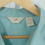 Coastal Grandmother 100% Linen Button Front Midi Dress Women’s Medium Aqua Blue Photo 4