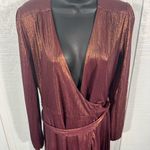 WAYF  Women’s Meryl Long-Sleeve V Neck Metallic Wrap Long Sleeve Dress SZ XS NWT Photo 6