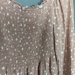 Urban Romantics  Women's Pink Polka Dot Boho Peasant Top - Size Large - Smocked Photo 2