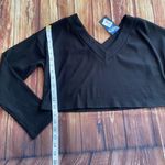 Genx Clothing Women’s Long Sleeve V Neck Rib Knitted Black Crop Top Size Small Photo 7