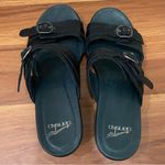 Dansko Jessie Adjustable Double Strap Black Lizard Leather Wedge Sandals Size 39 Photo 5