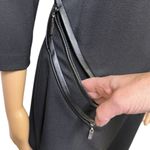 Alberto Makali Black Faux Leather Trim Zipper 3 Quarter Sleeve Dress Womens 6 Photo 3