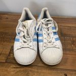 Adidas  Women’s White Light Blue Shell Toe Superstar Sneakers Shoes Sz 6 Photo 2