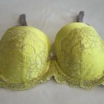 Victoria's Secret Victoria’s Secret 36D Lined Demi Neon Yellow Grey Lace Underwire Bra Dream Angel Photo 0