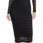 NSR Black Stripe Long Sleeve Round Neckline Midi Dress Size XS NWT Photo 0