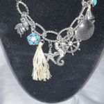 Beach/Sea Theme Charm Silk Cord Necklace Silver Photo 4