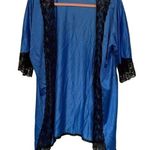 Ladies Dressing Gown Satin Night Jacket Small/Medium VTG (?) Blue Lace Lingerie Photo 0
