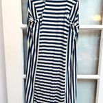 barney's new york Barney’s New York Teal & White Stripe Midi Dress Stretchy Coastal Size Large L Photo 4