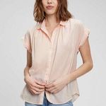 Gap Pink Short Sleeve Button-Up Cotton Rayon Casual Shirt Women's Size XL Photo 0
