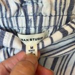 Max Studio Blue White Linen Cotton Striped Wide Leg Belted Pants Photo 5