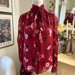 Kate Spade KATE SPPADE Deep Russet Camelia Silk Button Down Long Sleeve Top Sz XXS Photo 1