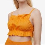 Divided H&M NWT Flounce-Trimmed Cotton Smock Orange Sqaure OpenBack Stretch Crop Top XL Photo 1