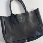 Black Deertan Cowhide Leather Tote Bag Teal Trim Classic Minimalist Purse Photo 0