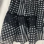 Robbie Bee  size medium Black White Polka Dot Striped Blouse bell sleeve Photo 5