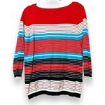 Joseph  A. women’s size large Striped Red and Blue Sweater 3/4 sleeves pullover Photo 6
