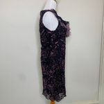 Vintage Lace Mesh Ruffle Sheath Dress Sz Medium Purple Black Photo 3