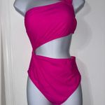 Women's Pink One Shoulder Bikini Push Up Halter top Medium Photo 2
