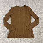 Hugo Boss  Shirt Womens Medium Top Ribbed Brown Stretch Career Minimalist Photo 7