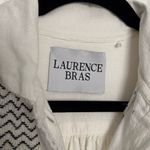 Laurence Bras Cotton Nord Blue Smocked Embroidered Blouse Small White Navy Boho Photo 11