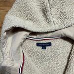 Tommy Hilfiger  Sherpa Zip‎ Hoodie Women's Small Tan Long Sleeve Fuzzy Soft Warm Photo 3