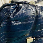 Vintage Navy Blue Eel Skin Leather Purse Shoulder Bag Cross Body 13 X 9 Stunning Photo 2