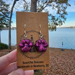 Handmade  Resin Purple Black Matte Sparkle Paw 925S Beautiful Beacons Earrings Photo 0