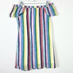J.Crew Rainbow Stripe Off the Shoulder Flutter Sleeve Mini Shift Dress Size 6 Photo 2