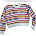 ZARA Cream Multicolor Striped Crochet Sweater Photo 3