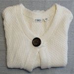 Cato ‎ $48 Medium Cream Open Knit Single Button Long Line Tunic Cardigan Sweater Photo 9