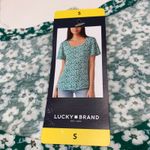 Lucky Brand  Green White Floral Short Sleeve Casual T Shirt Top Womens Size S New Photo 1