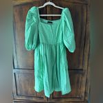 STINE GOYA | Marine Sage Green Smocked Puff Sleeve Mini Dress | XS Photo 2
