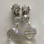 Vintage Clear Aurora Borealis Faceted AB Crystal Beaded Dangle Earrings Quality Silver Photo 11